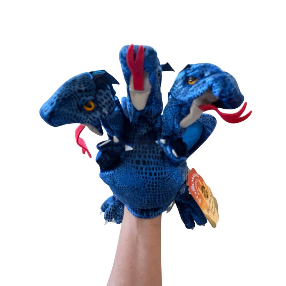 Folkmanis Three-Headed Dragon Puppet 16" NWT Fantasy Plush Collectible